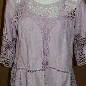 DEMOCRACY womens S top embroidery lavender